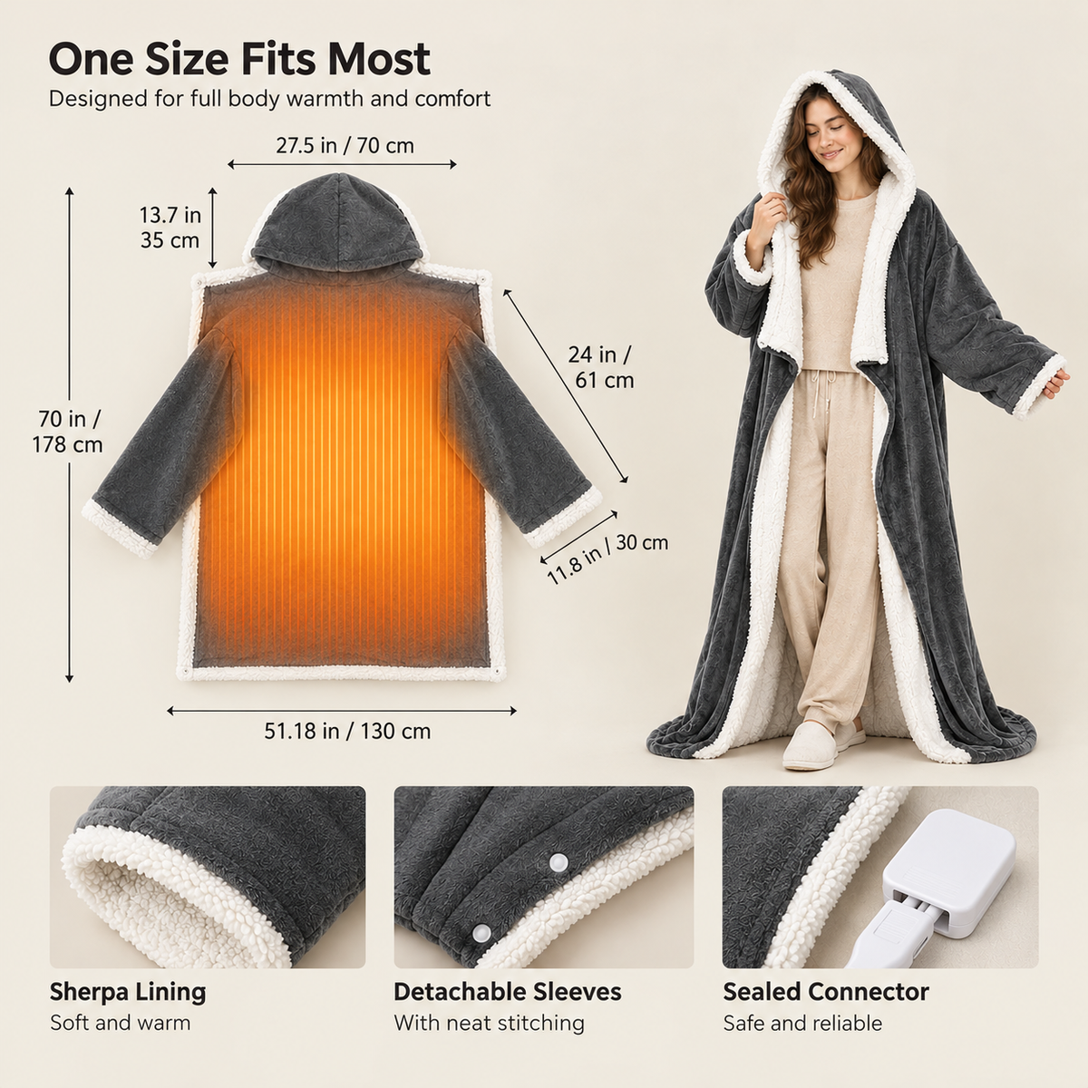 Snugnest™ Full-Body Heated Robe (with Foot Pocket & Hood)